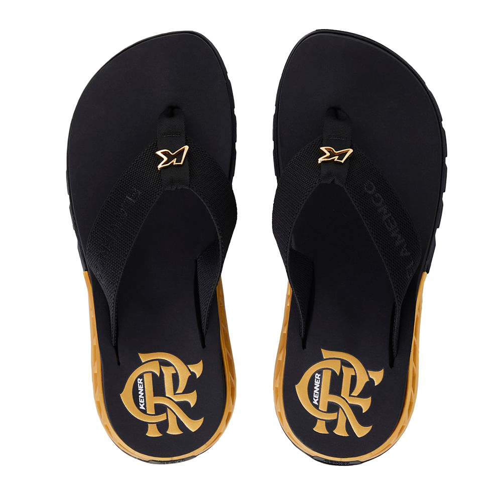 Sandália kenner rakka flamengo preto com dourado - kenner